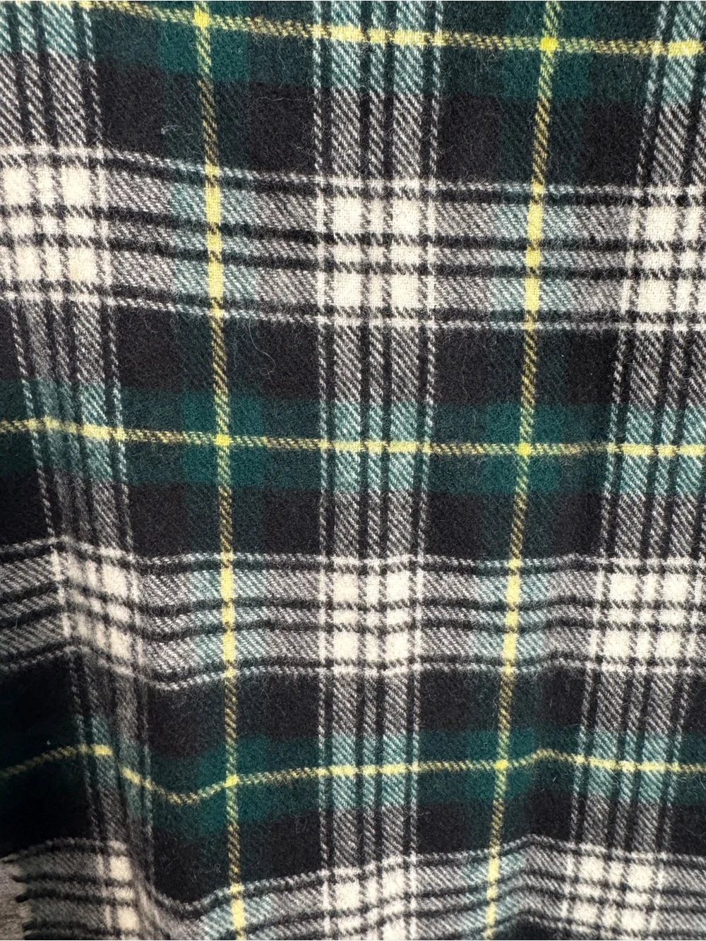 Barbour Black, Green and Cream Tartan Wool Scarf